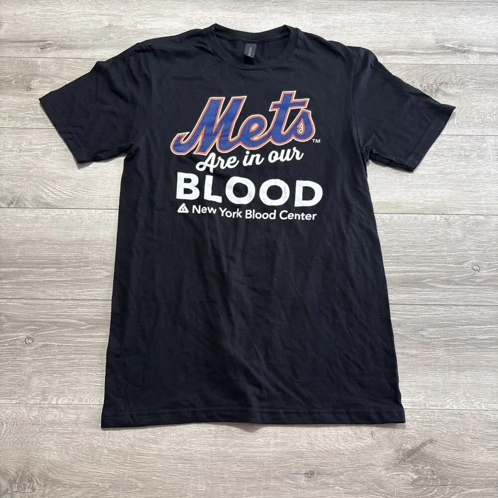 New York Mets Are In Our Blood T-Shirt Small Black Gildan Softstyle MLB Promo